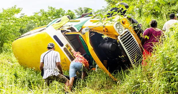 overturned bus