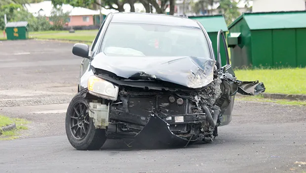Black RAV-4 with front end smashed