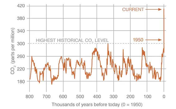 Levels of carbon dioxide in