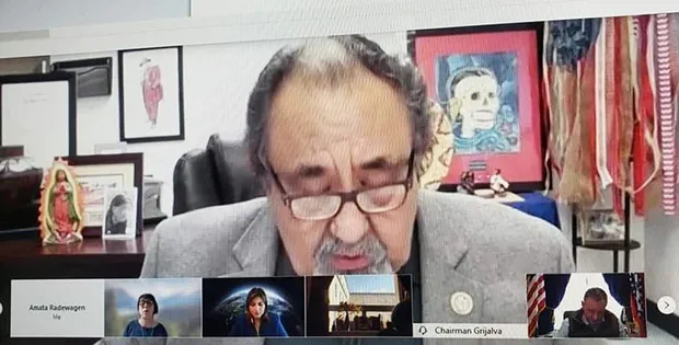 Chairman Grijalva in a remote hearing Amata n others