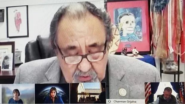 Chairman Grijalva speaks in a remote hearing
