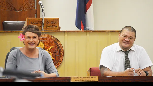  l-r: Ms. Levi Reese, deputy director of the Treasury Department and Vaai Poufa, Manager of the Tax Office