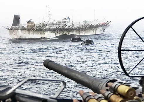 A Chinese fishing vessel under control of Argentine navy