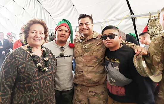 Cong. Uifa’atali Amata and troops