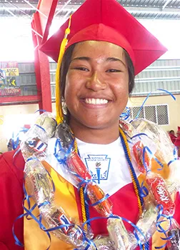 Fagaitua High School class of 2018 Co Salutatorian, Sauiluma Afusia [photo: Leua Aiono Frost]