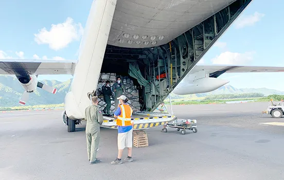 USCG airplane with PPE supplies for American Samoa