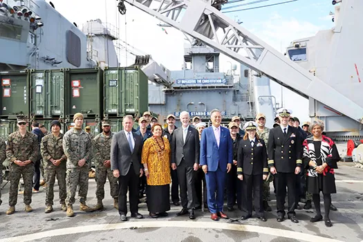 Amata along with other members of the CODEL aboard The USS Gunston Hall