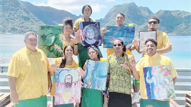 Congressional Art Show participants with their paintings