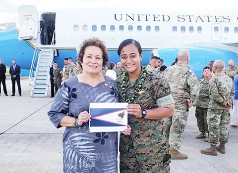 Congresswoman Amata and Marine Captain Anasitasia Ioane