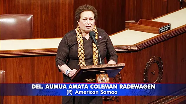 Congresswoman Uifa’atali Amata speaking on the floor of the U.S. House