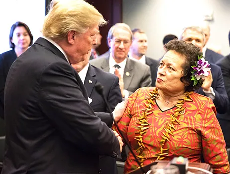 Congresswoman Amata speaking with President Trump, June 19, 2018
