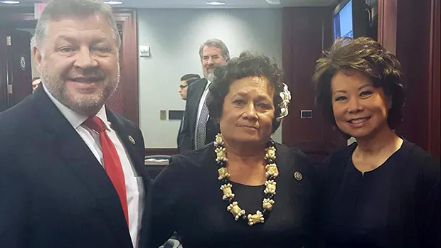 Congresswoman Aumua Amata with Chairman Schuster and Secretary Chao. 