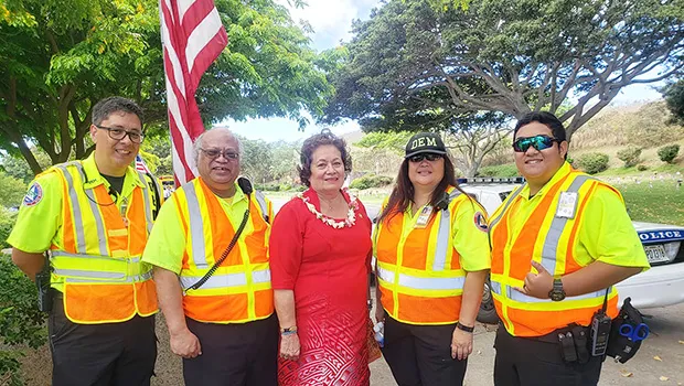 Congresswoman Amata with friends working at the 70th Memorial Day Ceremony