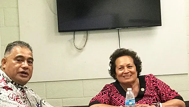 Congresswoman Aumua Amata with Health Director Motusa Nua