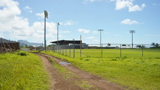 The road between the Tony Solaita Baseball Field and the Netball Field