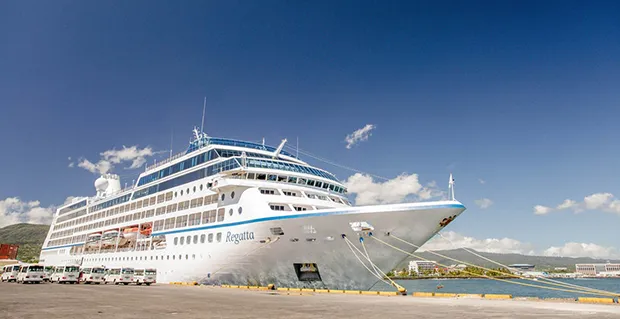 The cruise ship “Regatta” docked in Apia Harbor.  