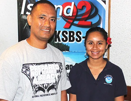 Salu Hans Malala and Dora Meredith were at the KSBS-FM studio 