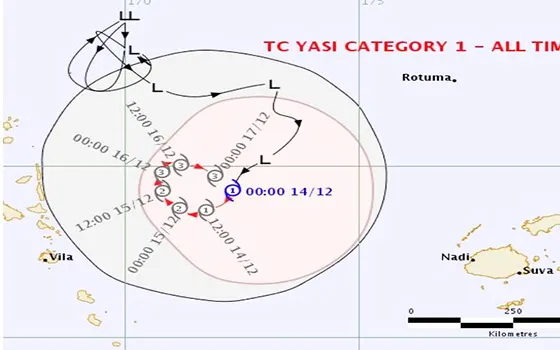 Cyclone that formed between Vanuatu and Fiji