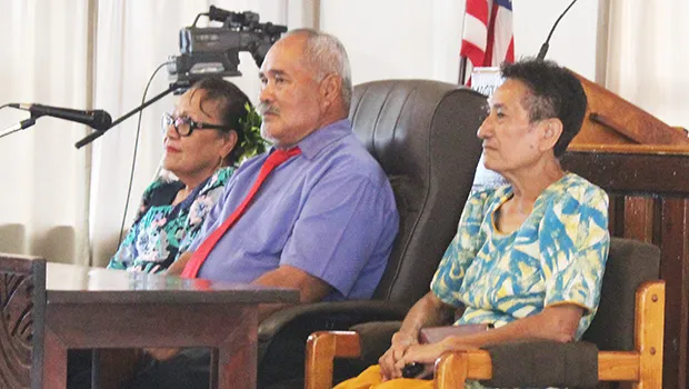 [l-r] Human Resources director Eseneiaso J. Liu; former Administrative Services director Malaepule Lua Moliga; and Education deputy director Fa’auifono Vaitautolu