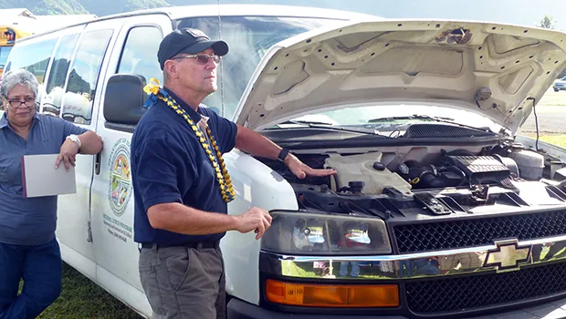 US based engineer and instructor, Dennis Fisher,as he explained what needed to be done every day to SLP vehicles before drivers head out for their deliveries. 