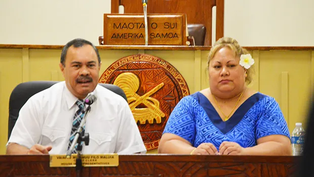 Department of Human and Social Services (DHSS) director, Muavaefa’atasi John Suisala and Lagi Tuala, head of the Food Stamp Division