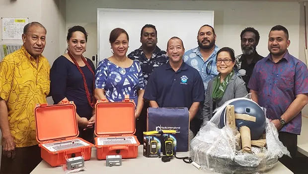 [Left – Right] Soliali'i Falepo (Am. Samoa Government), H. Gingerlei Porter (UH PITD/Pacific RANET Project), Bonnelley Pau'ulu (Am. Samoa Government), Amit Sighn (Fiji Meteorological Service), Ray Tanabe (NOAA/NWS Pacific Region), ‘Ofa Fa’anunu (Tonga Meteorological Service), Christina Higa (UH TASI), Jimmy Gomoga (Papua New Guinea Meteorological Service) and Terry Atalifo (Fiji Meteorological Service). 