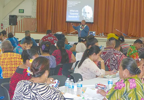 This Samoa News photo taken yesterday shows public educators during the second day of the two-day “Professional Learning Community at Work” 