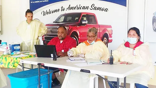 A team from the local Dept. of Health - stationed at the Pago Pago International Airport 