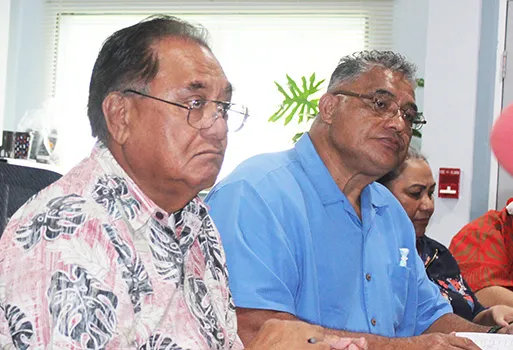 LBJ Medical Center Chief Executive Officer, Faumuina John Faumuina (left) and Health director Motusa Tuileama Nua (right) 