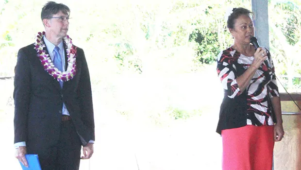 US Interior Department local field-representative Lydia Faleafine-Nomura (right) and US Bureau of Economic Analysis (BEA) director, Brian C. Moyer (left)