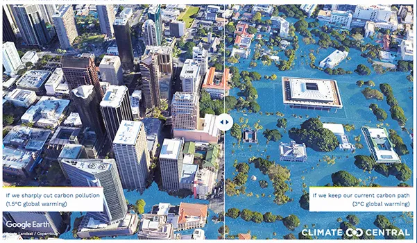 Graphic show possible extent of flooding as climate change advances