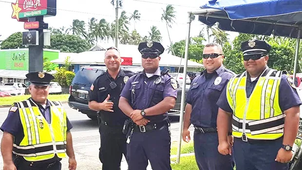 Officers at a holiday enforcement in 2018
