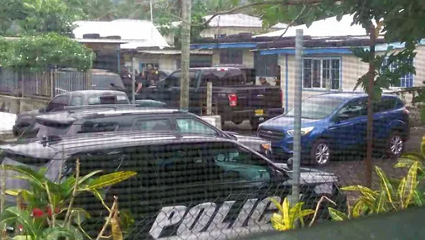 police cars outside home in Petesa during drug raid