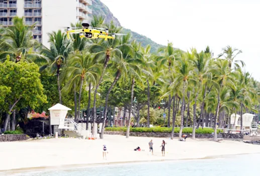 Drone over Waikiki beach