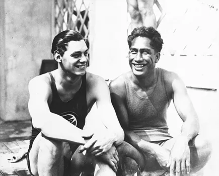 Johnny Weissmuller, left, and Duke Kahanamoku 