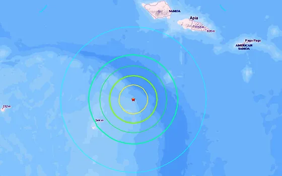 USGS graphic of earthquake reach