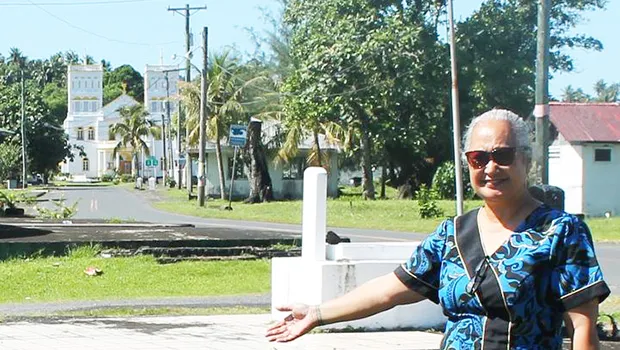  American Samoa Fono representative, Andra Samoa in her home village of Leone.