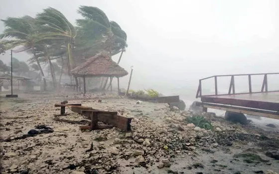 Pictured, debris swept in by the lagoon on Tuvalu's main island, Funafuti.