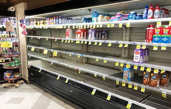 empty shelves in a Eva Beach store, Honolulu 