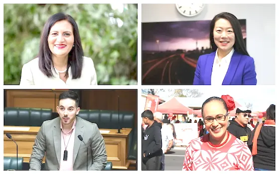 Clockwise from top left: ACT MP Parmjeet Parmar; National MP Nancy Lu; Labour MP Jenny Salesa; Green MP Ricardo Menéndez March  