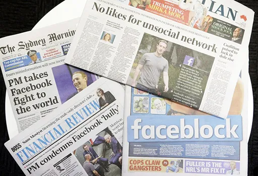 Newspaper headlines in Australia over Facebook move
