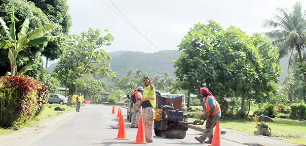 Workers from Silva Construction at the Fagaima Road