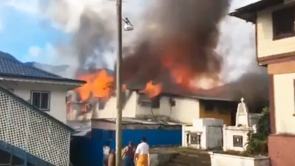 Scanlan building in Fagatogo on fire