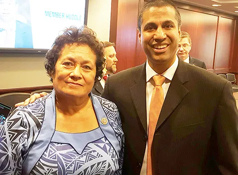 Congresswoman Aumua Amata with FCC Chairman Ajit Pai. 