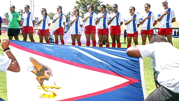 American Samoa Women’s Soccer National Team singing the national anthem 