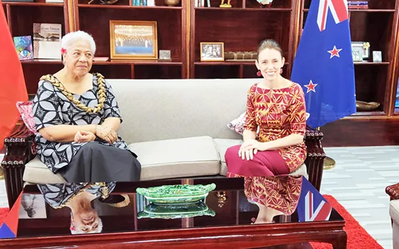 Samoa Prime Minister Fiame Naomi Mata'afa and New Zealand Prime Minister Jacinda Ardern