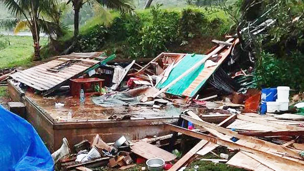 A house in Fiji destroyed by Cyclone Harold 