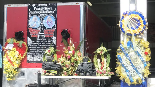 Memorial set up at the DPS firestation in Fagatogo