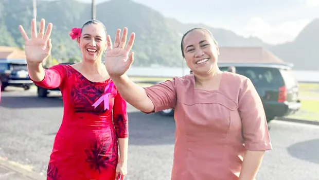 Mrs. Marian Tiare Ale (left) and First Lady Ella Perefoti Mauga (right)