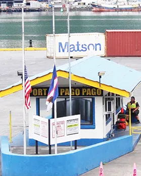 Flags flying at half staff at Port